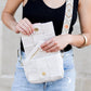 Margot Genuine Leather Cross Weave Fold-Over Crossbody Bag with Suede Pouch