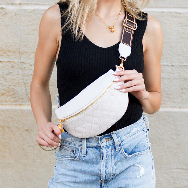 Myra Genuine Leather Quilted Crescent Sling Bag