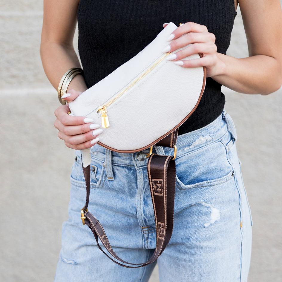 Myra Genuine Leather Quilted Crescent Sling Bag