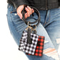 Buffalo Color Block Gold Hardware Key Ring ID Wallet Bracelet with Tassel | 4.5" x 4"