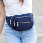 Quilted Gold Hardware Adjustable Nylon Strap Convertible Sling Belt Bag | 14" x 6.5"
