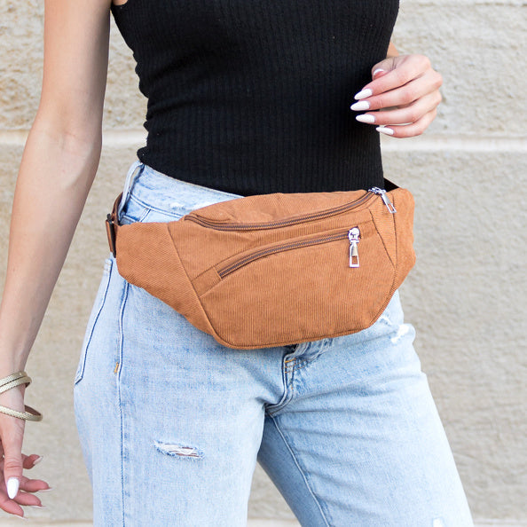 Amari Corduroy & Easy-Wipe Nylon Sling Crossbody Belt Bag