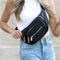 Quilted Gold Hardware Adjustable Nylon Strap Convertible Sling Belt Bag | 14" x 6.5"