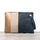 Soft Vegan PU Leather 100% Polyester Lined Color Block Grommet Wristlet Clutch | 12" x 8"