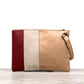 Soft Vegan PU Leather 100% Polyester Lined Color Block Grommet Wristlet Clutch | 12" x 8"