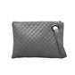 Quilted Vegan Leather Herringbone Lined Wristlet Clutch Bag