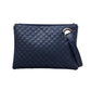 Quilted Vegan Leather Herringbone Lined Wristlet Clutch Bag
