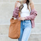 100% Cotton Corduroy Magnetic Clasp Adjustable Strap Messenger Bag with Bronze Hardware | 16" x 15"