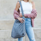 100% Cotton Corduroy Magnetic Clasp Adjustable Strap Messenger Bag with Bronze Hardware | 16" x 15"