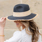 100% Paper Straw Cross Weave Fray Edge Rattan Accent Panama Hat | One Size
