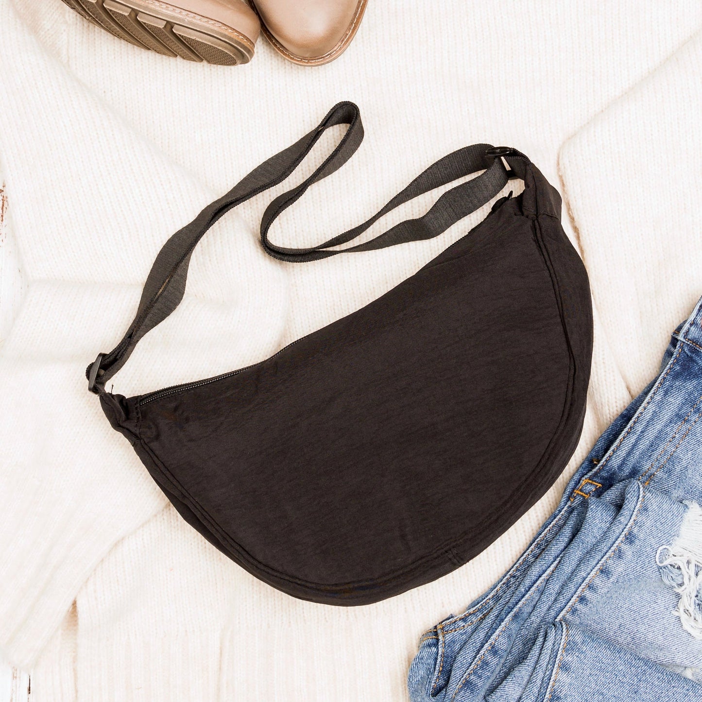 100% Nylon Adjustable Strap Everyday Hands-Free Sling Bag | 12" x 6.5" x 4"