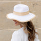 100% Paper Straw Cross Weave Fray Edge Rattan Accent Panama Hat | One Size
