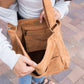 100% Cotton Corduroy Magnetic Clasp Adjustable Strap Messenger Bag with Bronze Hardware | 16" x 15"