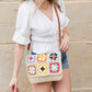 Sylvie Foldover Crochet Woven Straw Crossbody Bag with Vegan Leather Strap & Magnetic Clasp | Khaki, Straw