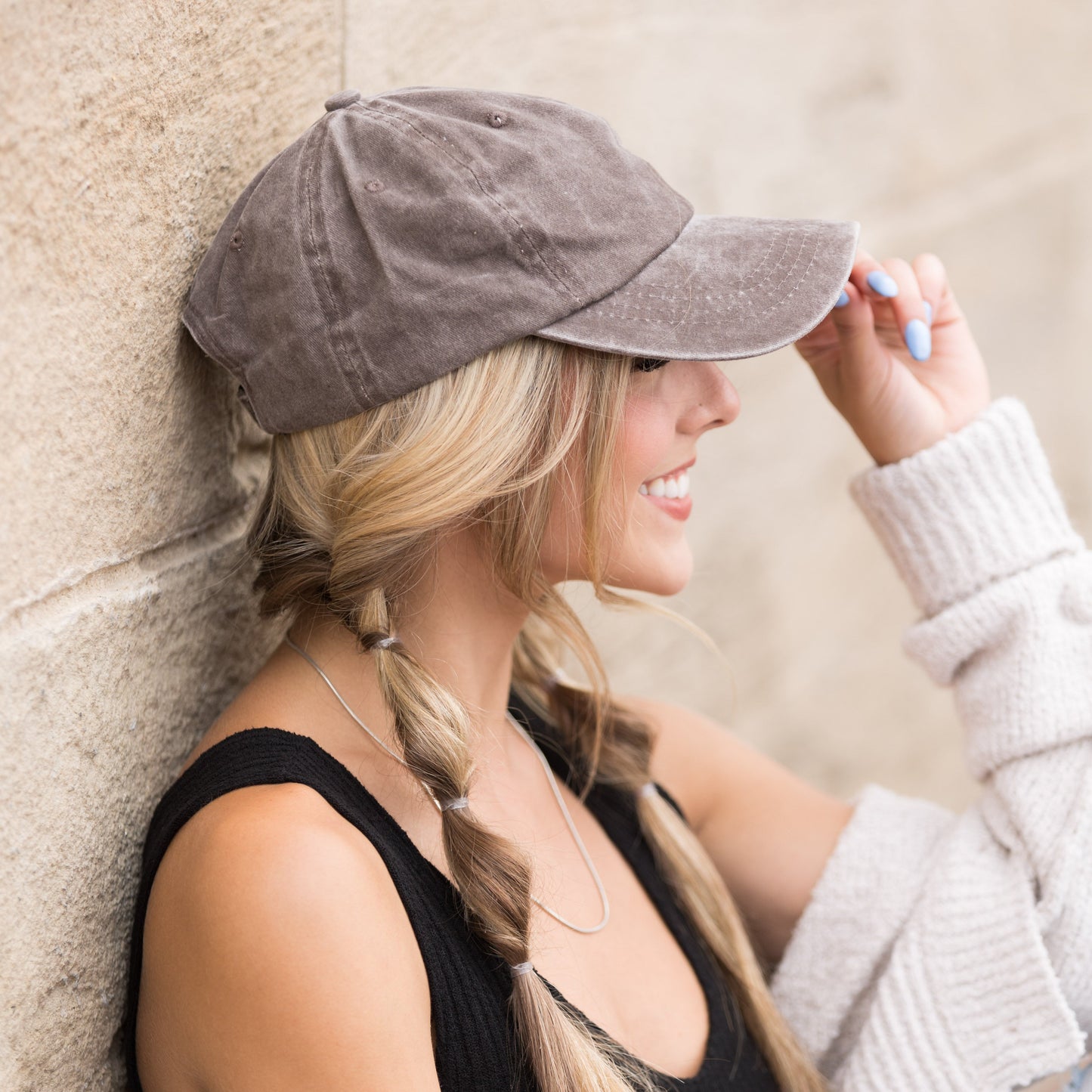 Washed Cotton Twill Non-Structured Low Profile Pewter Clasp Everyday Ball Cap | 3" Brim | One Size Teen–Adult
