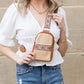 Naomi Vegan Leather & Woven Straw Mixed Media Guitar Strap Sling Bag