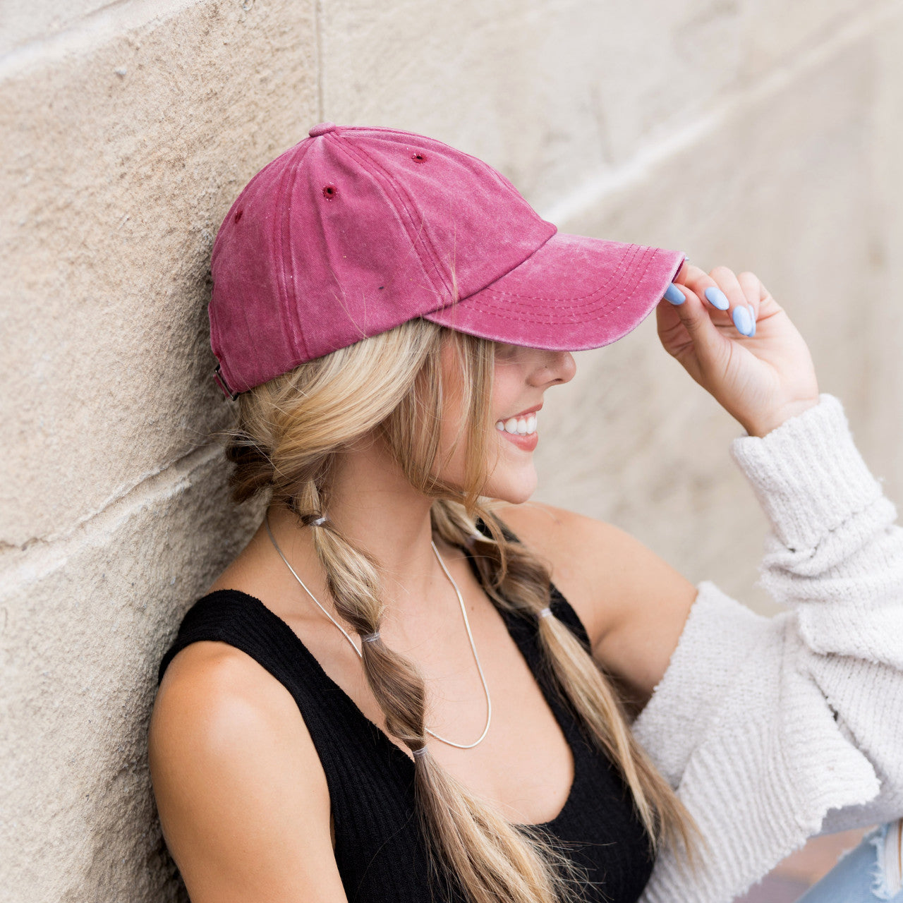 Washed Cotton Twill Non-Structured Low Profile Pewter Clasp Everyday Ball Cap | 3" Brim | One Size Teen–Adult