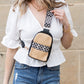 Naomi Vegan Leather & Woven Straw Mixed Media Guitar Strap Sling Bag
