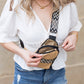 Naomi Vegan Leather & Woven Straw Mixed Media Guitar Strap Sling Bag