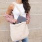 Boucle Sherpa Plush Polyester Messenger Bag with Magnetic Clasp & Self-Tie Adjustable Strap | Beige, Ivory, Black