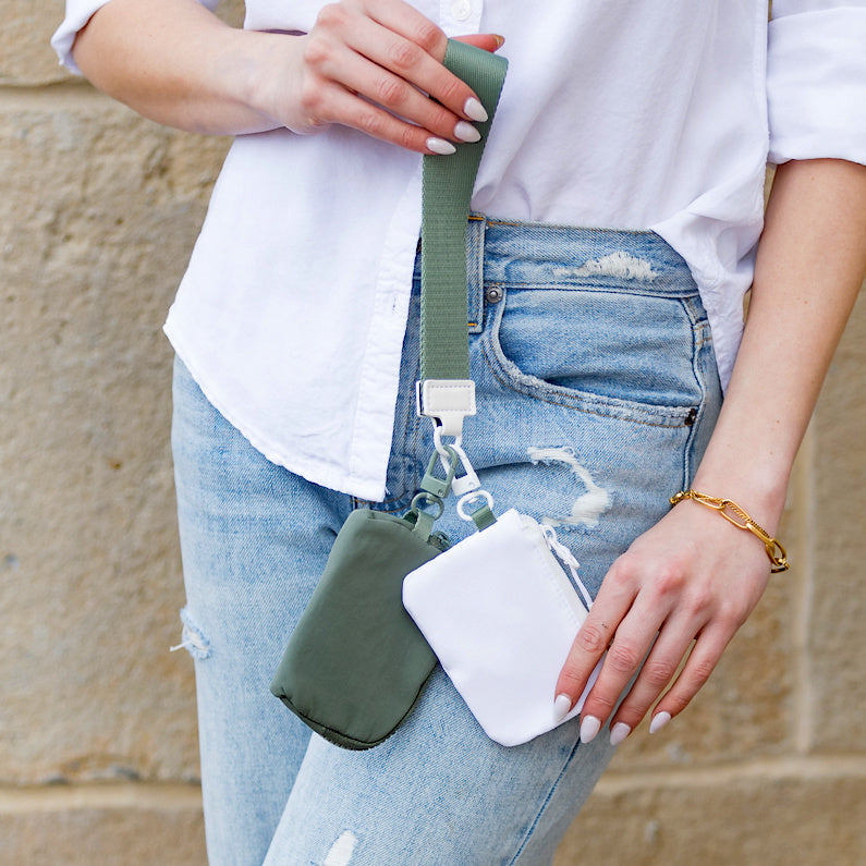 Easy-Wipe Nylon Clippable Dual Pouch Wristlet Wallet