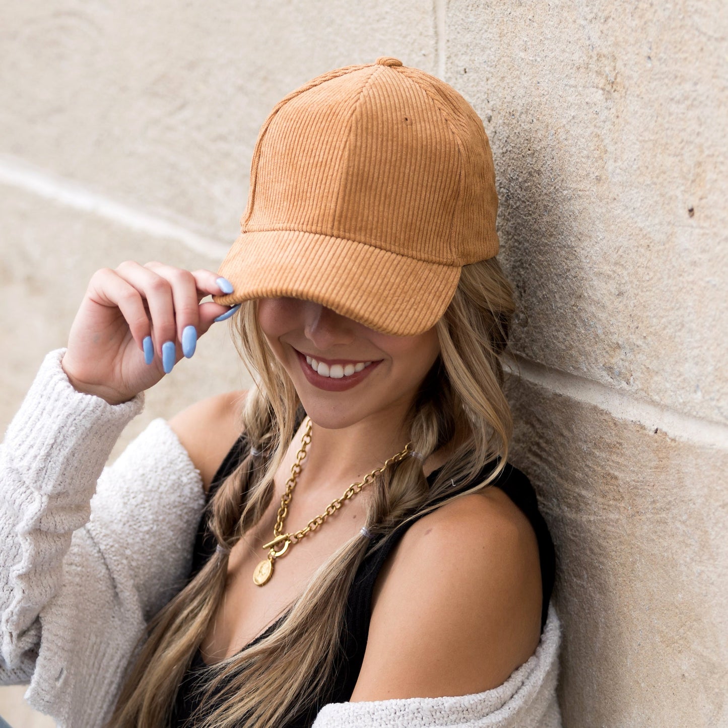 Corduroy Structured Crown Low Profile Adjustable Silver Clasp Boyfriend Ball Cap | 3.25" Brim | One Size Teen–Adult