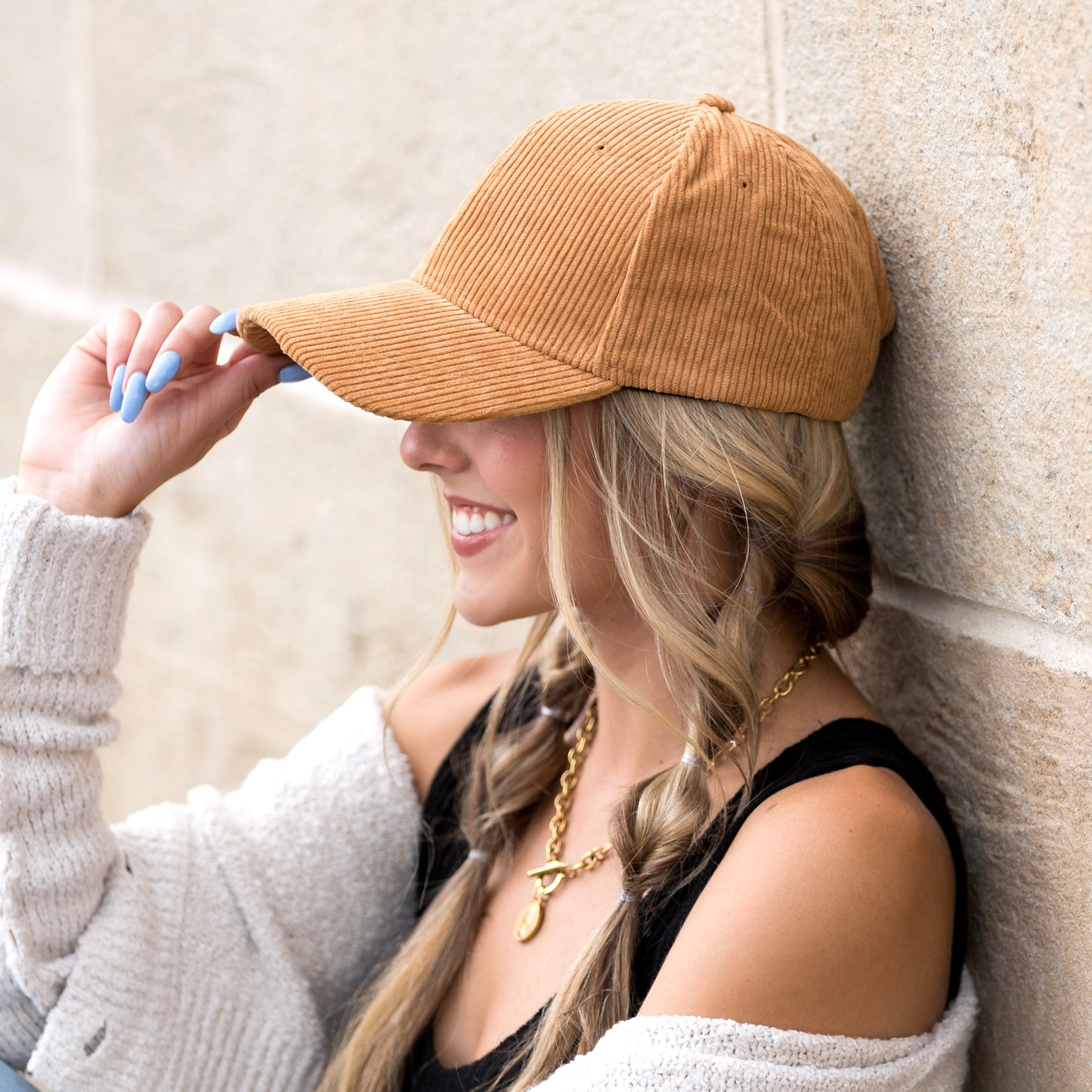 Corduroy Structured Crown Low Profile Adjustable Silver Clasp Boyfriend Ball Cap | 3.25" Brim | One Size Teen–Adult