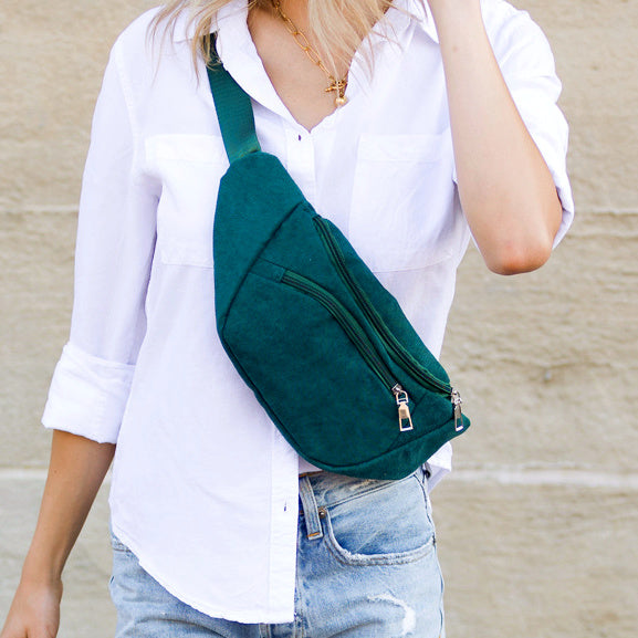Amari Corduroy & Easy-Wipe Nylon Sling Crossbody Belt Bag