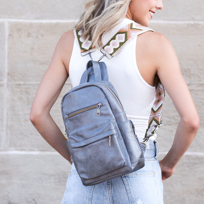 Alba Vegan PU Leather Convertible Backpack Sling Bag with Guitar Straps