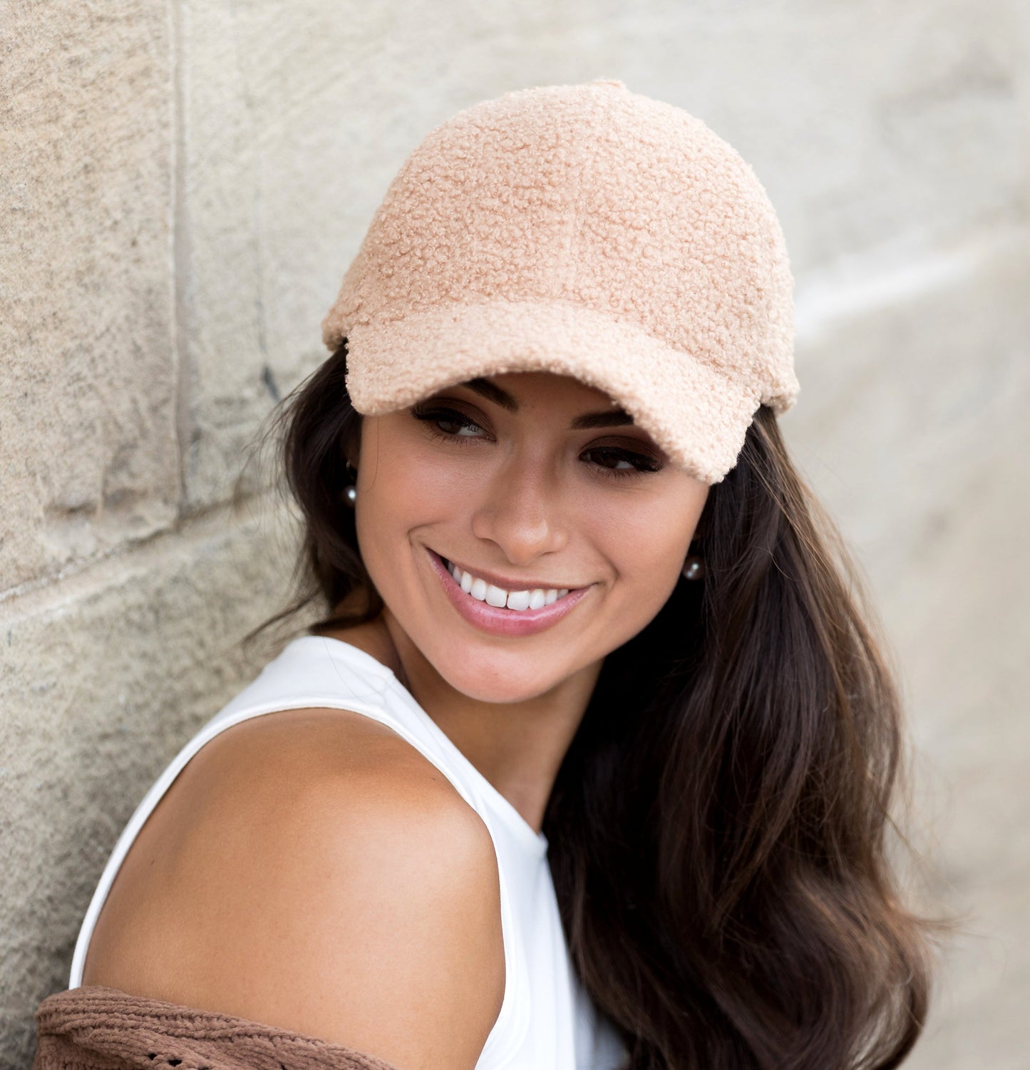 Boucle Sherpa Low Profile Structured Crown Velcro Closure Boyfriend Ball Cap | One Size Teen–Adult