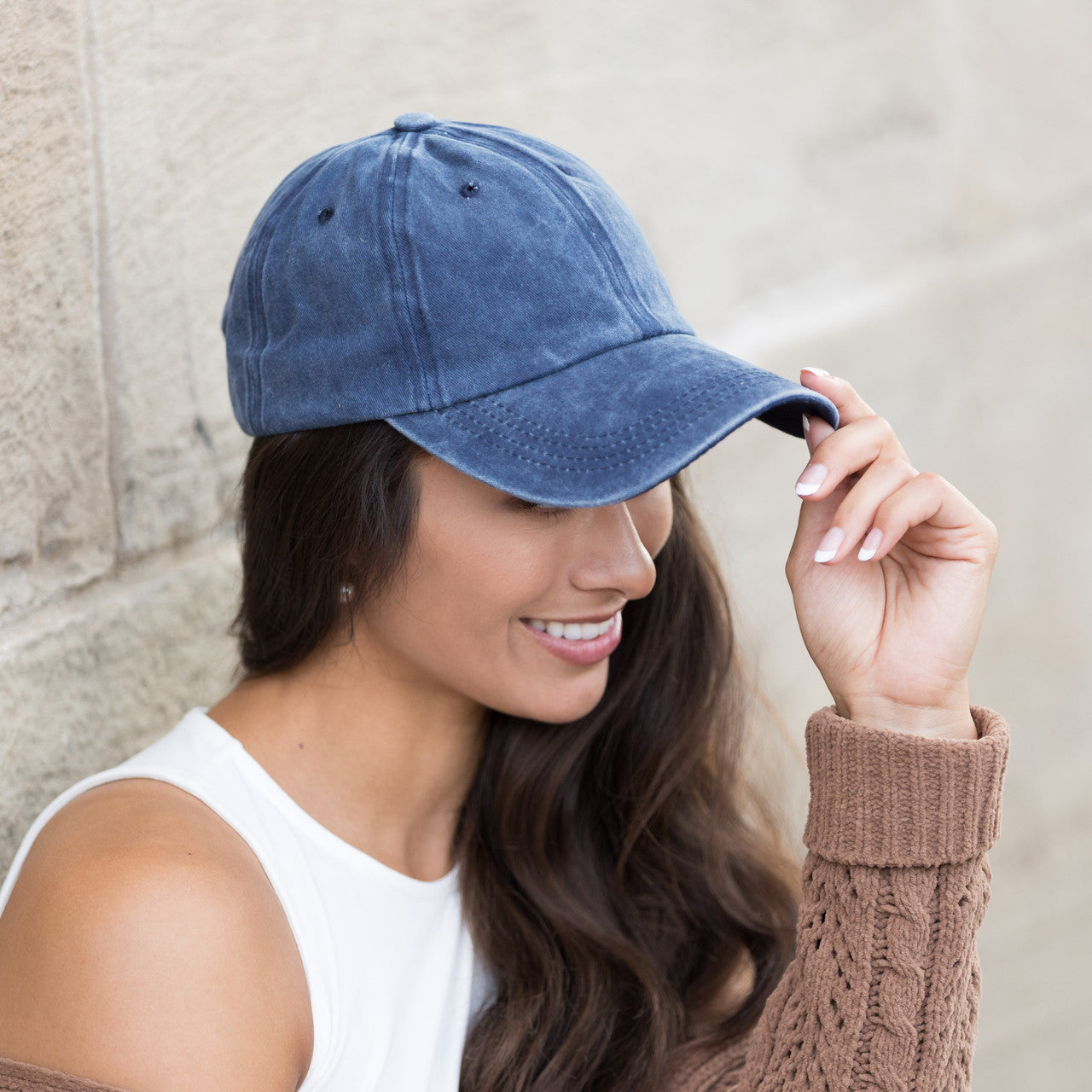 Washed Cotton Twill Non-Structured Low Profile Pewter Clasp Everyday Ball Cap | 3" Brim | One Size Teen–Adult
