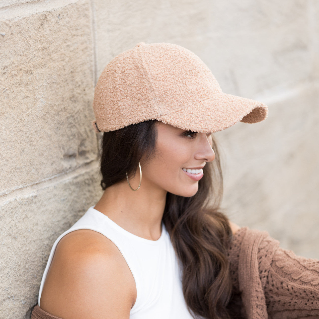 Boucle Sherpa Low Profile Structured Crown Velcro Closure Boyfriend Ball Cap | One Size Teen–Adult