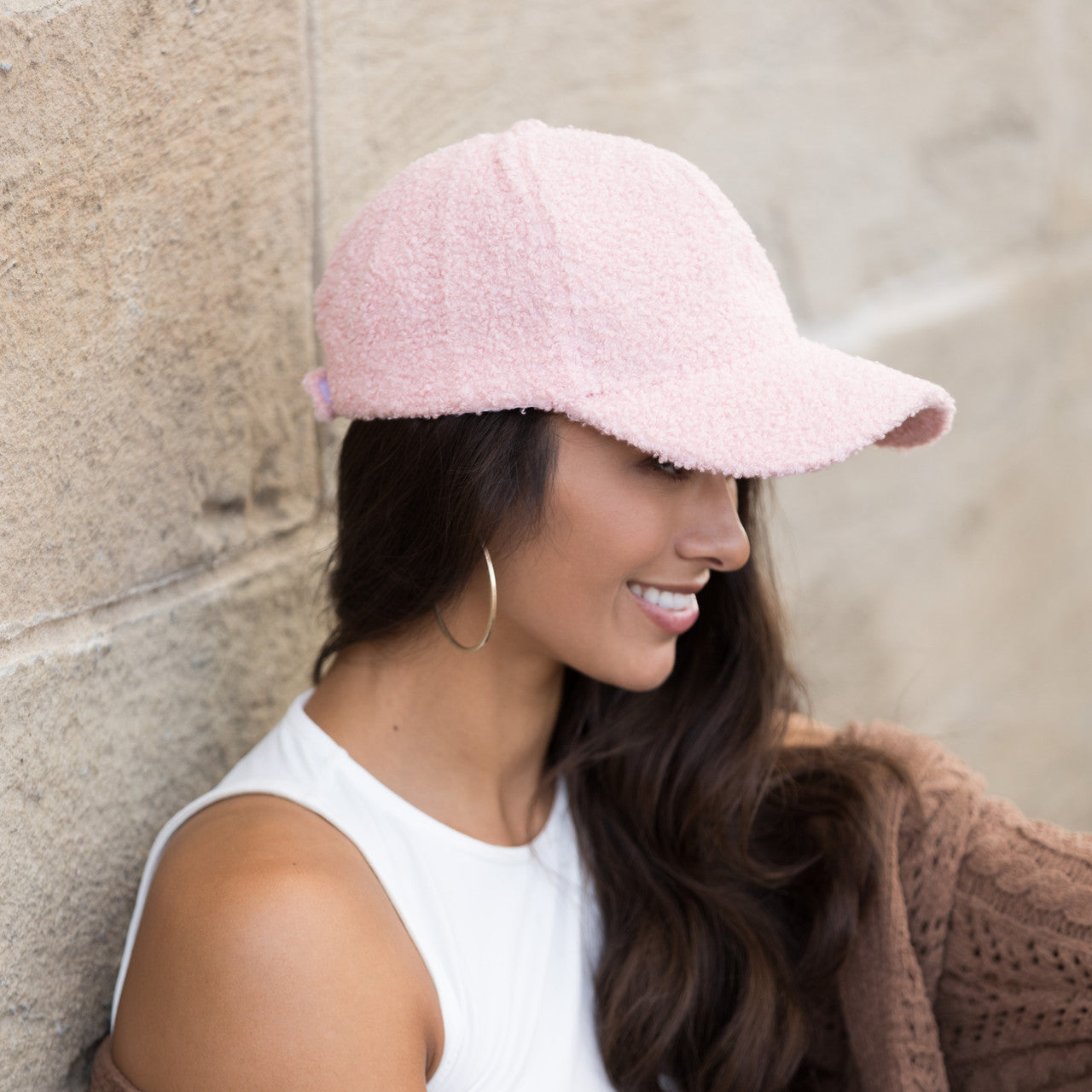 Boucle Sherpa Low Profile Structured Crown Velcro Closure Boyfriend Ball Cap | One Size Teen–Adult