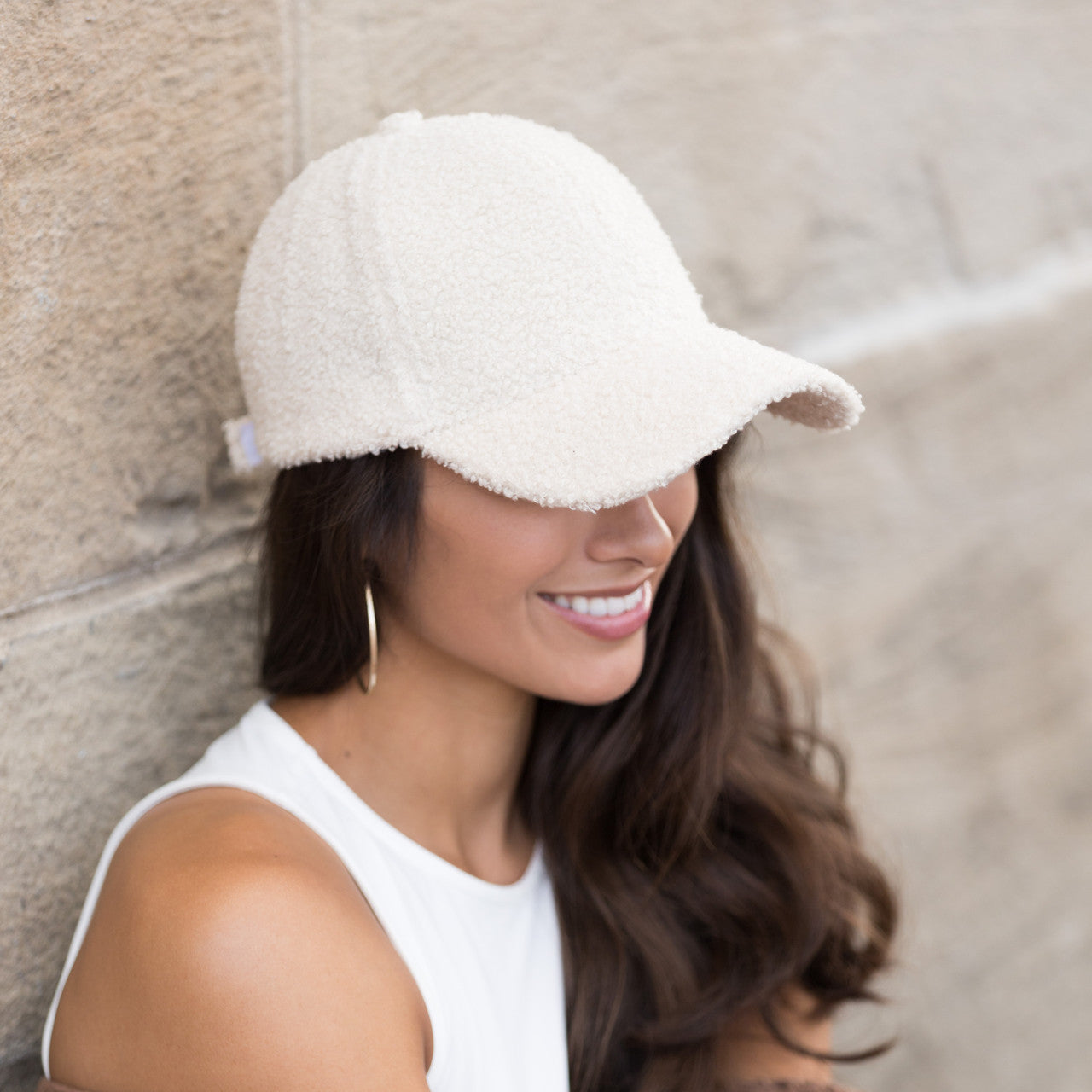 Boucle Sherpa Low Profile Structured Crown Velcro Closure Boyfriend Ball Cap | One Size Teen–Adult