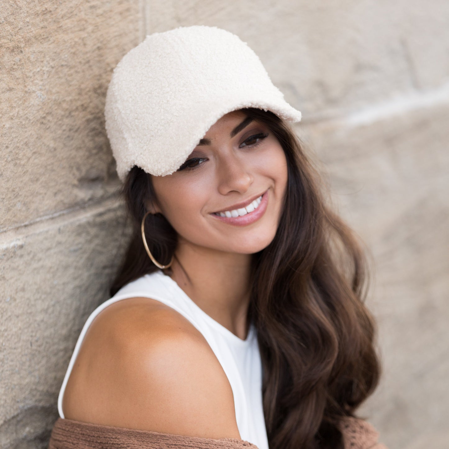 Boucle Sherpa Low Profile Structured Crown Velcro Closure Boyfriend Ball Cap | One Size Teen–Adult