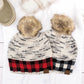 C.C® 100% Soft-Spun Acrylic Buffalo Print Slouchy Knit Faux Fur Pom Beanie | One Size