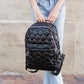 Jade Metallic Quilted Polyester Puffer Backpack
