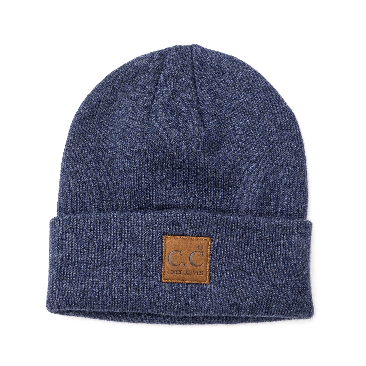 C.C® 97% Recycled Polyester Heathered Knit Fold-Over Cuff Boyfriend Beanie | One Size