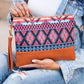 40% Polyester 60% Cotton Vegan Leather Trim Aztec Boho Wristlet Clutch | 8.5" x 11"