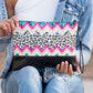 40% Polyester 60% Cotton Vegan Leather Trim Aztec Boho Wristlet Clutch | 8.5" x 11"