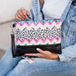 40% Polyester 60% Cotton Vegan Leather Trim Aztec Boho Wristlet Clutch | 8.5" x 11"