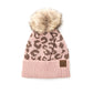 C.C® 100% Soft Acrylic Natural Leopard Faux Fur Pom Beanie | One Size