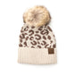 C.C® 100% Soft Acrylic Natural Leopard Faux Fur Pom Beanie | One Size