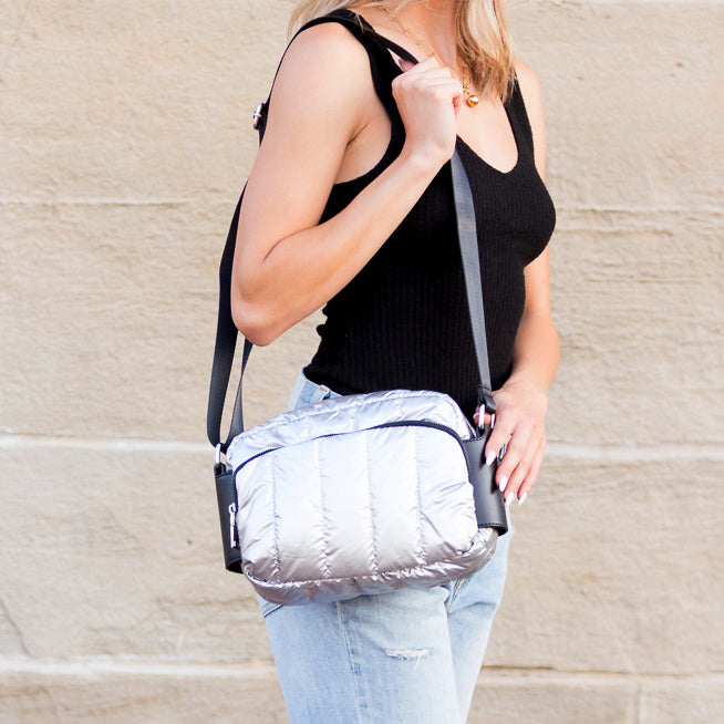 River Metallic Nylon Puffer Crossbody Bag