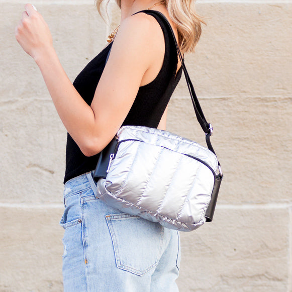 River Metallic Nylon Puffer Crossbody Bag