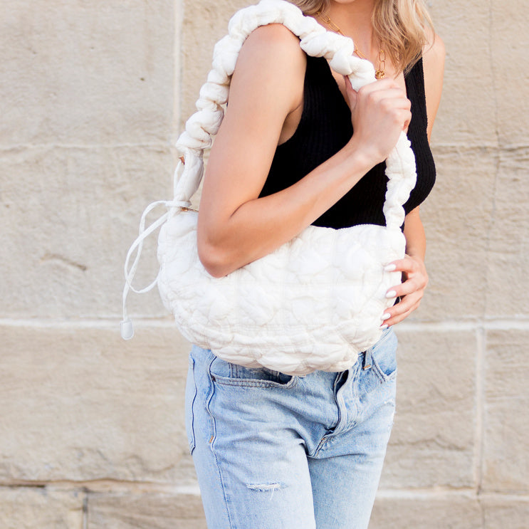 Indy 100% Nylon Quilted Puffer Convertible Crossbody Shoulder Bag