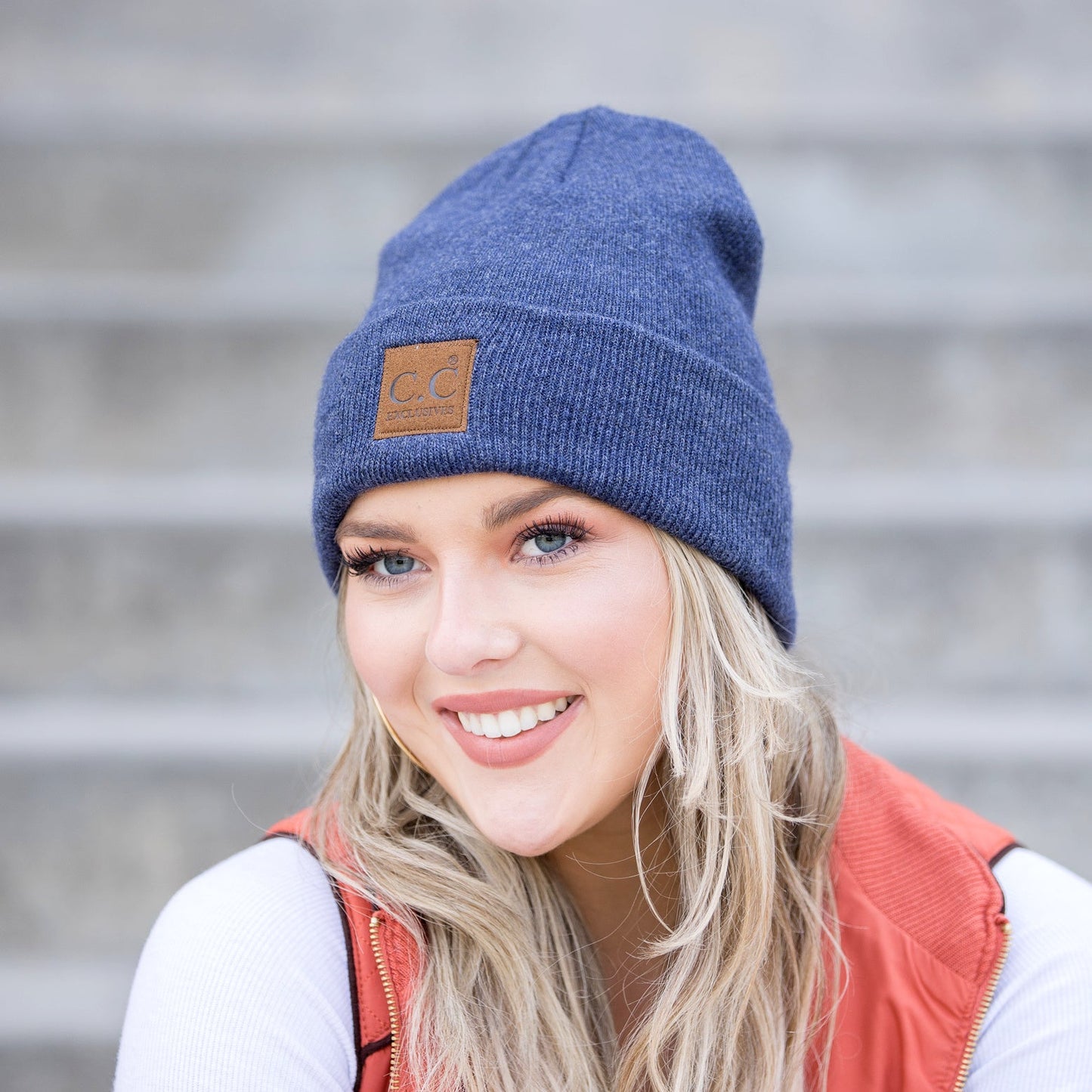C.C® 97% Recycled Polyester Heathered Knit Fold-Over Cuff Boyfriend Beanie | One Size