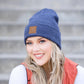 C.C® 97% Recycled Polyester Heathered Knit Fold-Over Cuff Boyfriend Beanie | One Size