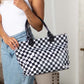 Blueberi B Charly Checkered Tote | Nylon & Laminated PVC | 12.5 x 5 x 13.5 in; 17 in Top