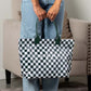 Blueberi B Charly Checkered Tote | Nylon & Laminated PVC | 12.5 x 5 x 13.5 in; 17 in Top